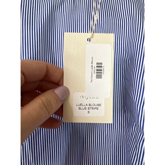 NWT The Femm Poplin Lightweight Puff Sleeves Luella Blouse Blue Size: Small - Picture 5 of 10
